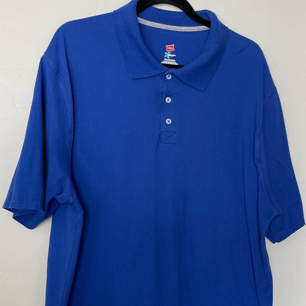 MENS HANES X-TEMP PERFORMANCE POLO- DEEP ROYAL BLUE-3XL
